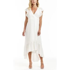 Dainty Midi Dress Women’s Small White Gold Stardust Flowy Resort Drew